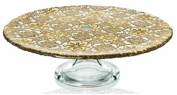 Подставка для торта на ножке IVV ARABESQUE 32 см (золотая отделка)