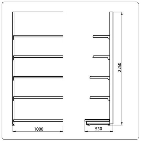 Пристенный стеллаж для магазина Eco Line L=1000