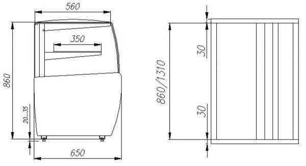 Витрина кондитерская Полюс K70 VM 0,9-12 LIGHT 0011-9005 (ВХСв-0,9д Carboma MINI ТЕХНО)