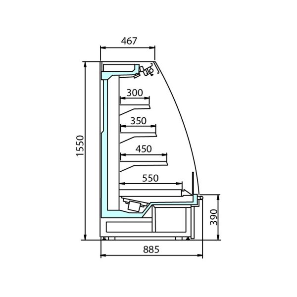 Полувертикальная горка Arneg BRIONI 2 MP H150 GI 2500