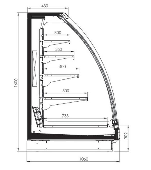 Полувертикальная витрина FREOR Pluton 7 2200
