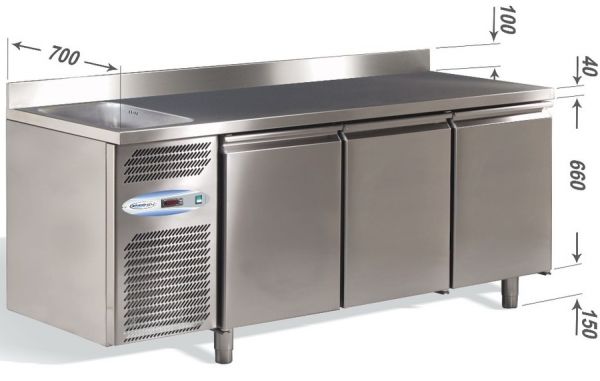 Морозильный стол Studio-54 DAIQUIRI GN VT 1720х700 с бортом