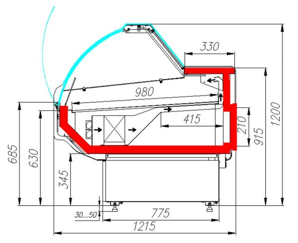 Холодильная витрина Полюс Carboma Atrium G120 VV 2,0-1 KombiLux (динамика)