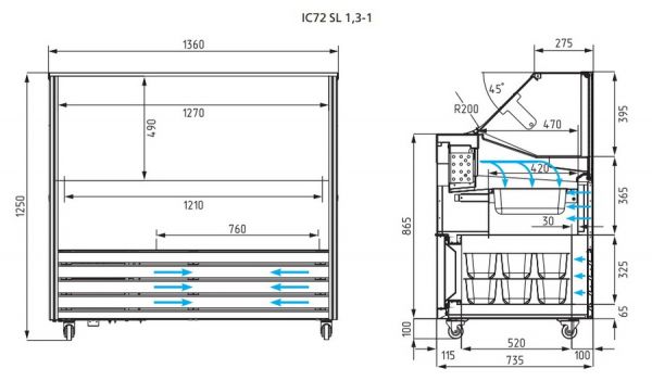 Морозильная витрина для мороженого Bliss IC72 SL 1,3-1 (9003)